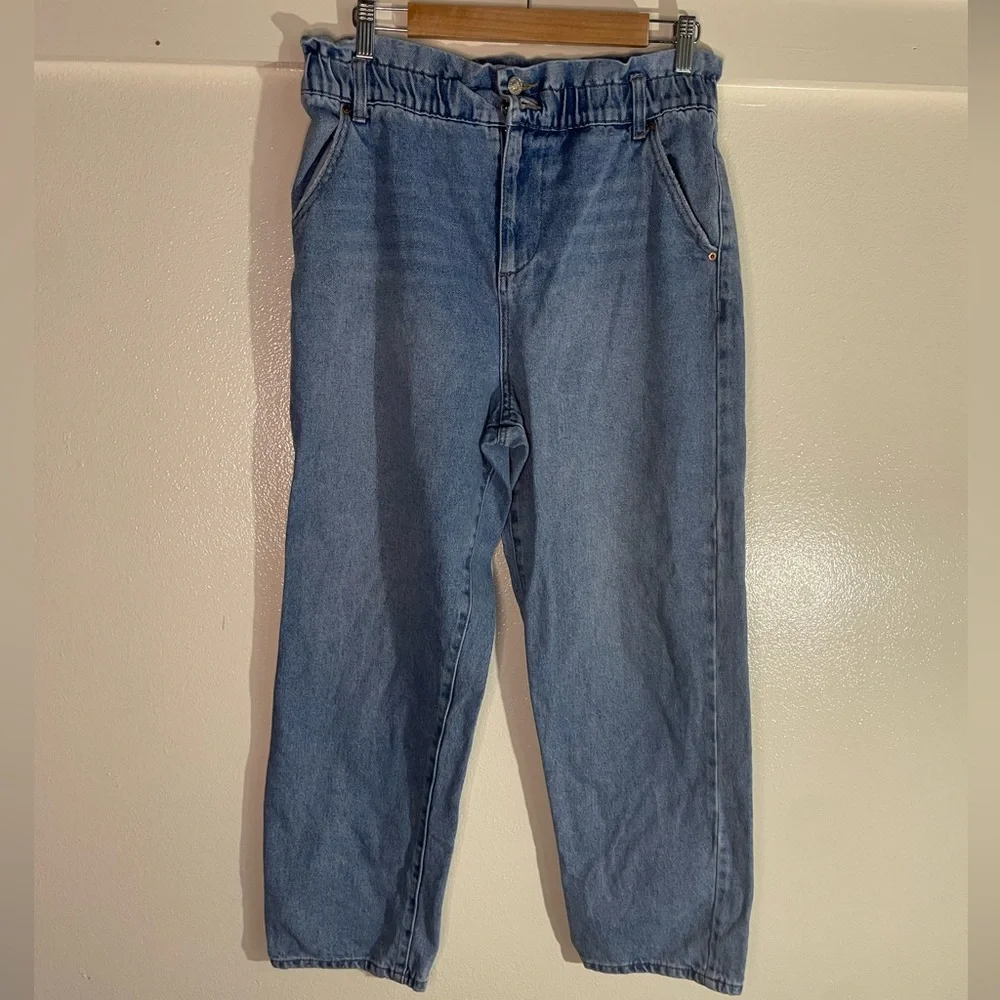 Forever 21 L High Rise Paper bag Straight Leg Mom Jeans - Picture 2 of 11